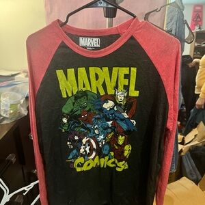 Marvel Comics Kids Long Sleeve Shirt - Red and Black